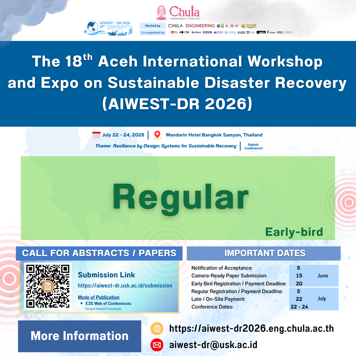 The 18th Aceh International Workshop and Expo on Sustainable Disaster Recovery (AIWEST-DR 2026) - Early bird (Regular)